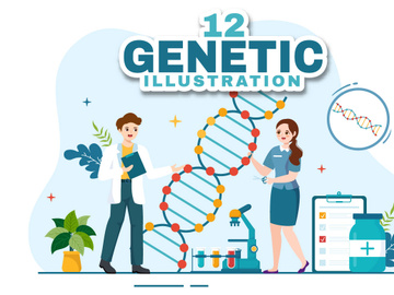 12 Genetic Science Concept Illustration
