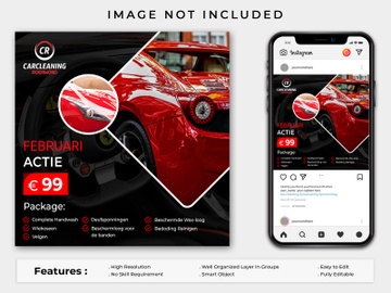 Creative Car Washing Service Social Media Post Template Premium PSD