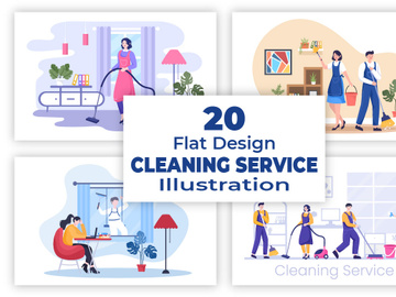 20 Cleaning Service Flat Design Illustration