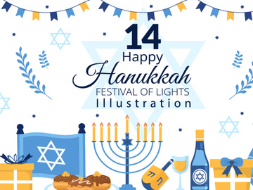14 Happy Hanukkah Jewish Holiday Illustration