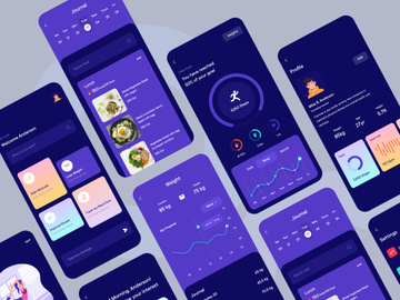 Fitness App Mobile Application Design (Dark Version)
