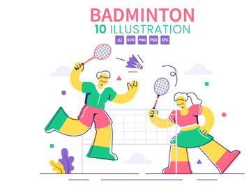 10 Badminton Player Illustration