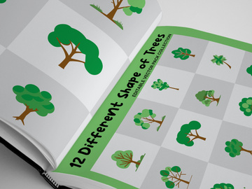 12 Different Shape of Trees editable vector pack collection