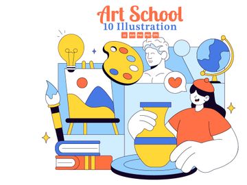 10 Art School Vector Illustration
