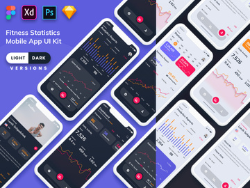 Fitness Statistics Mobile App (Light & Dark)