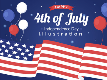14 4th July Happy Independence Day USA Illustration