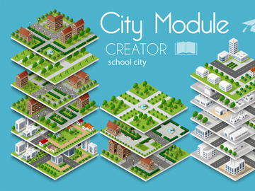 City module creator isometric school city