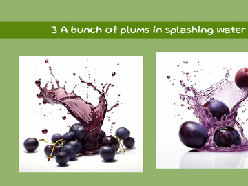 A bunch of plums in splashing water
