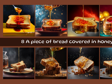 A piece of bread covered in honey