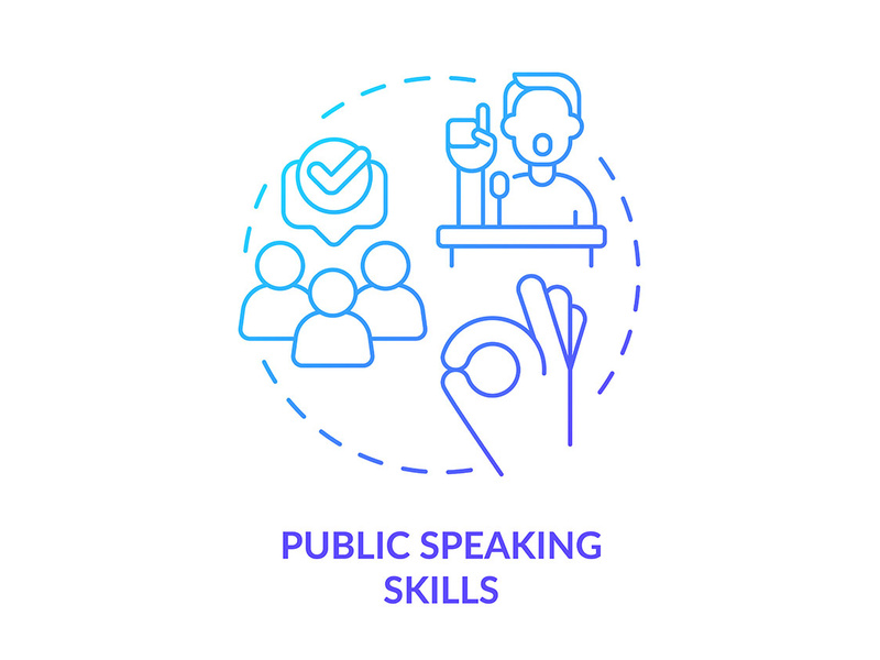 Public speaking skills blue gradient concept icon by bsd ~ EpicPxls