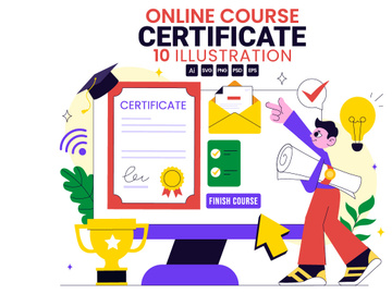 10 Online Course Certificate Program Illustration