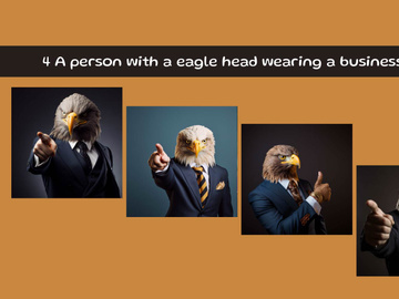 A person with a eagle head wearing a business suit