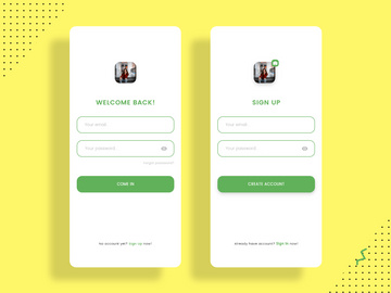 Login and Signup concept screens for Mobile app