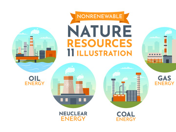 11 Non Renewable Sources of Energy Illustration