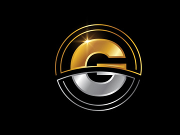 Initial English alphabet with circle frame. Golden and silver color alphabet symbol for corporate business identity