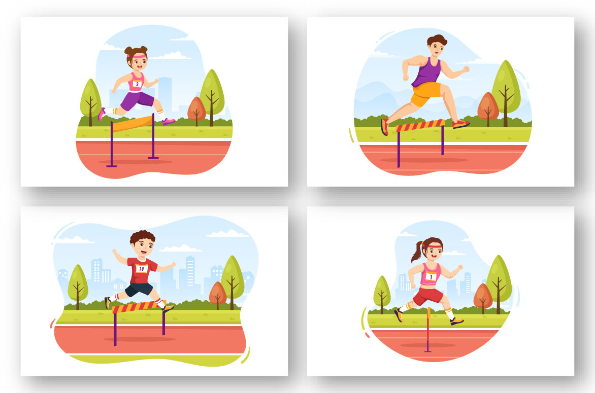 11-Hürden-Langstreckenlauf-Sportler-Illustration