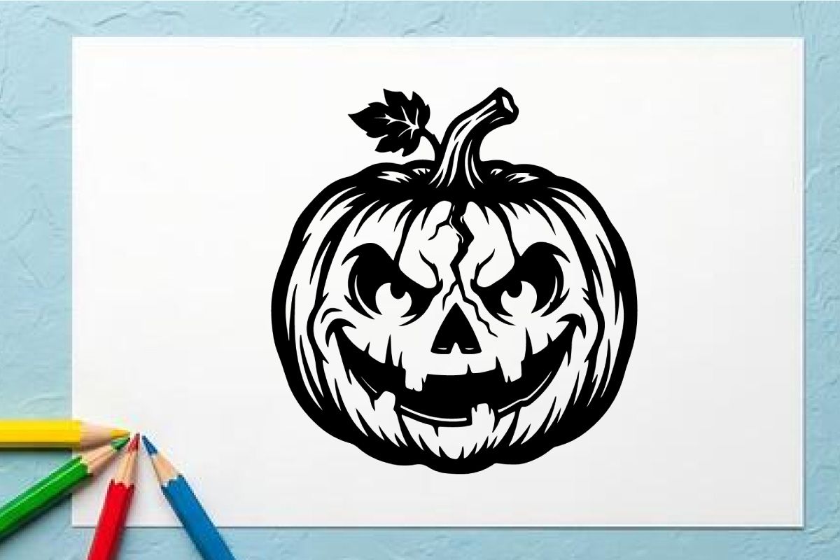 Abóbora de Halloween Assustadora com Rosto de Jack-o'-Lantern Sinistro