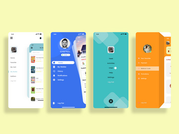 Left menu UI Kit with 4 options