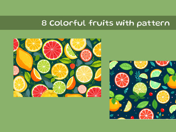 Colorful fruits with pattern