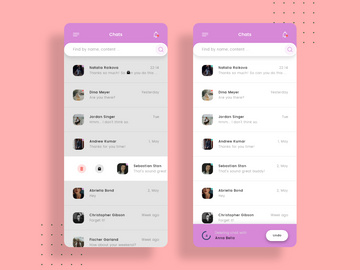 Chat and Undo actions screens for Soical app