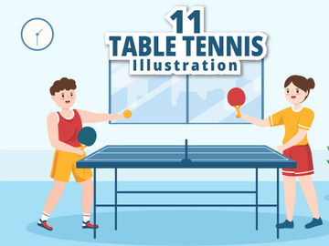 11 Playing Table Tennis Sports Illustration