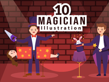 10 Magician Illusionist Illustration