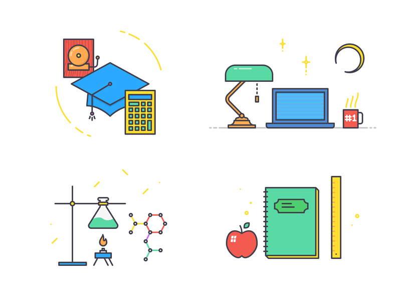 学校应用程序的入职说明(School App Onboarding Illustratons)插图