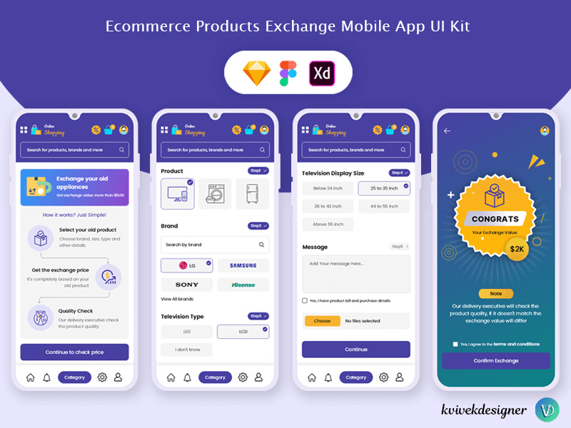 Ecommerce Products Exchange Mobile App UI Kit by ~ EpicPxls