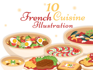 10 French Food Cuisine Restaurant Illustration