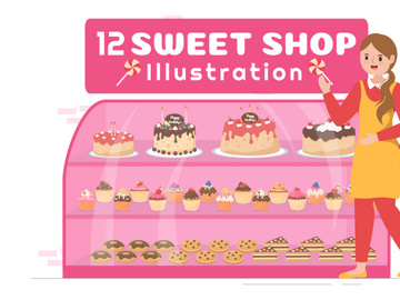12 Sweet Shop Illustration