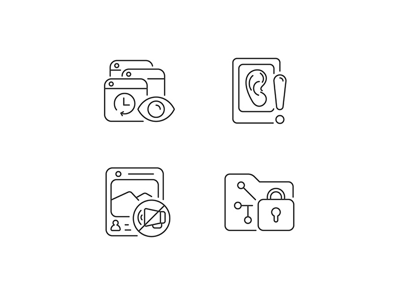 Computer Activity Monitoring Linear Icons Set By Bsd Studio EpicPxls