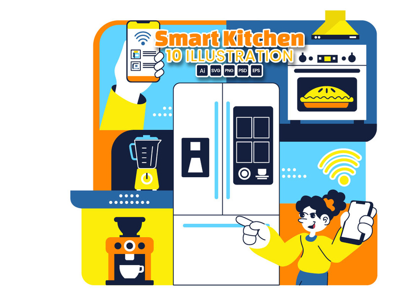 10 Smart Kitchen Appliances Illustration by denayuneep ~ EpicPxls