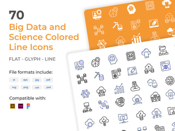70 Big Data and Science Colored Outline Icons