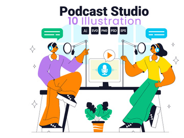 10 Podcast Studio Illustration