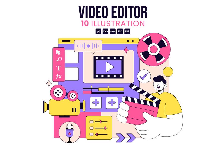 10 Video Editor Program Illustration by denayuneep ~ EpicPxls