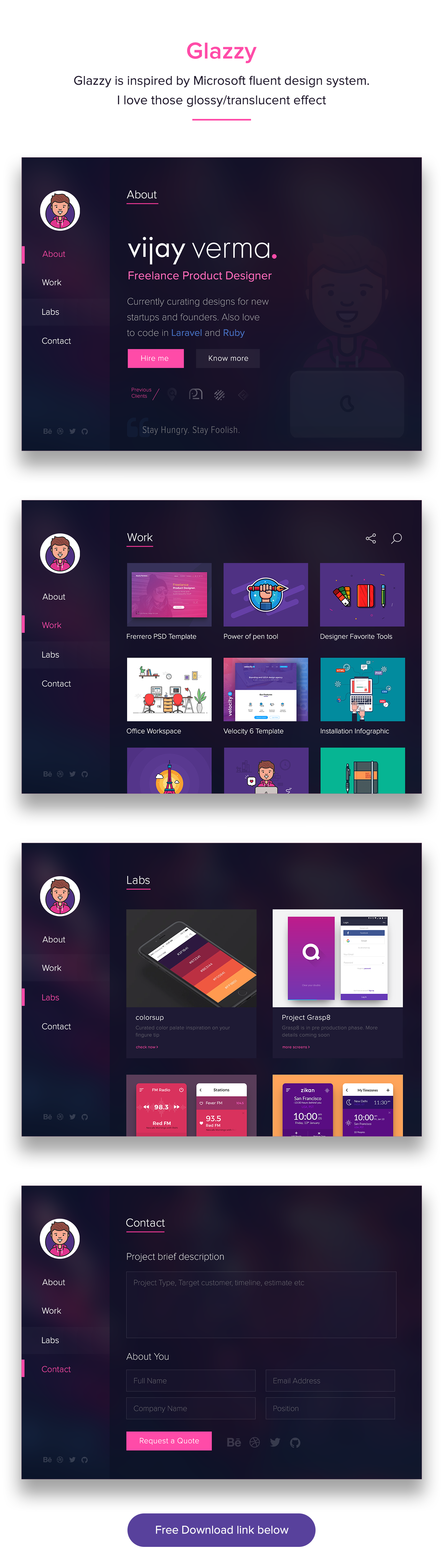 Glazzy - 免费作品集模板(Glazzy - Free Portfolio Template)插图1