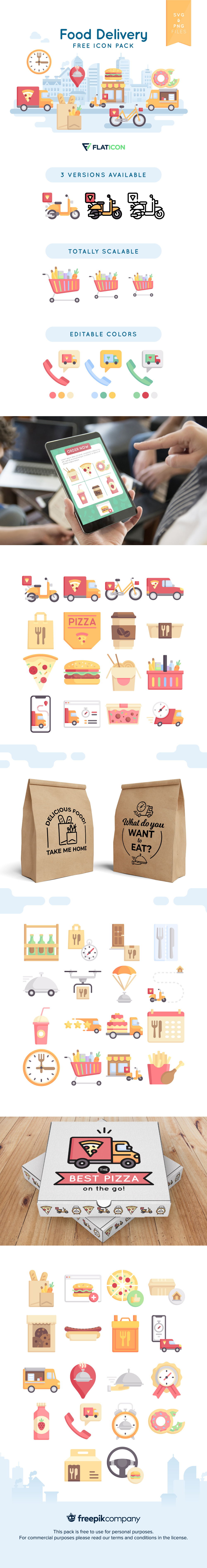 食品配送 - 免费图标包(Food Delivery - Free Icon Pack)插图