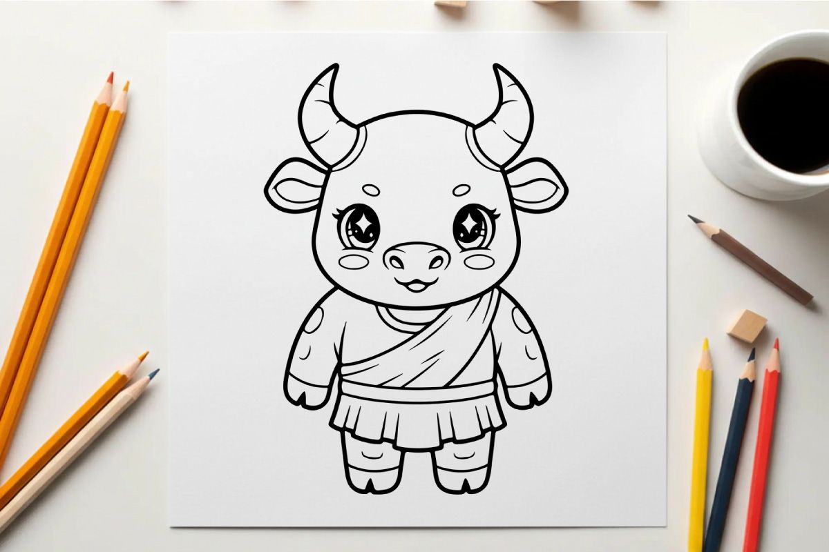 Ilustración vectorial de diseño plano de un ternero cartoon sonriente