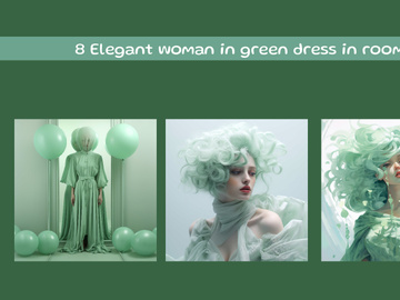 Elegant woman in green dress in room