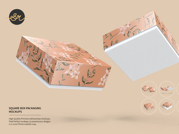 Square Box Packaging Mockups
