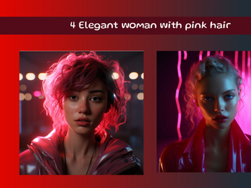 Elegant woman with pink hair