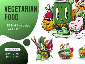 Vegetarian Food Vector Doodle