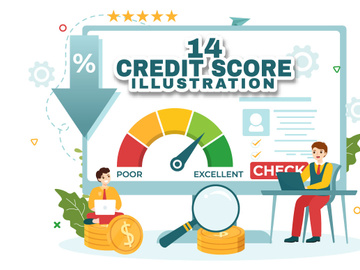 14 Credit Score Vector Illustration