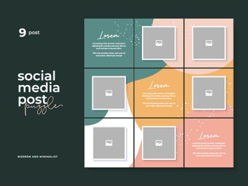 Social Media Post Template Instagram Puzzle Vector