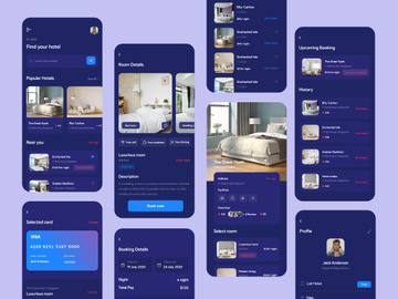 Hotel Booking Mobile Application Design (Dark Version)