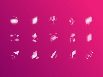 Marketing Isometric Transparent Icons