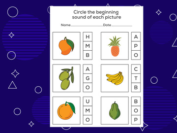 Circle the beginning sound of each picture. Educational game for kids