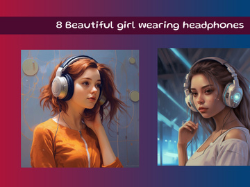 Vintage style with girl wearing headphones