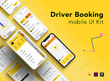 Taxi Driver Booking UI Kit for SKETCH