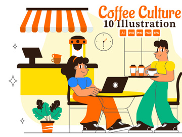 10 Coffee Shop Culture Illustration